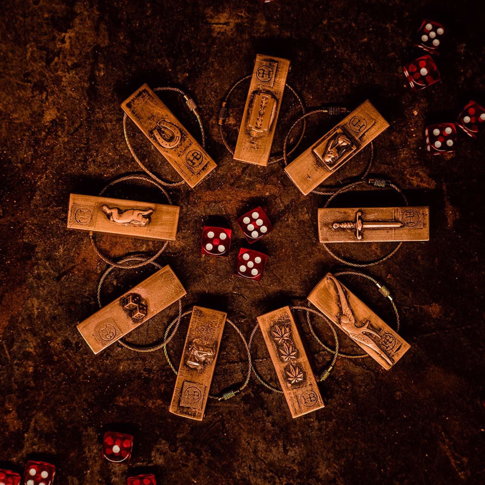 Brass Dice Box Keychain — hero