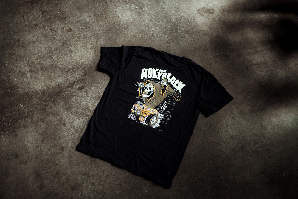 The Holy Black — men's graphic tee — lifestyle shot