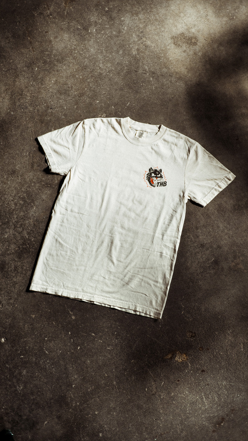 The Holy Black — men's graphic tee — in use