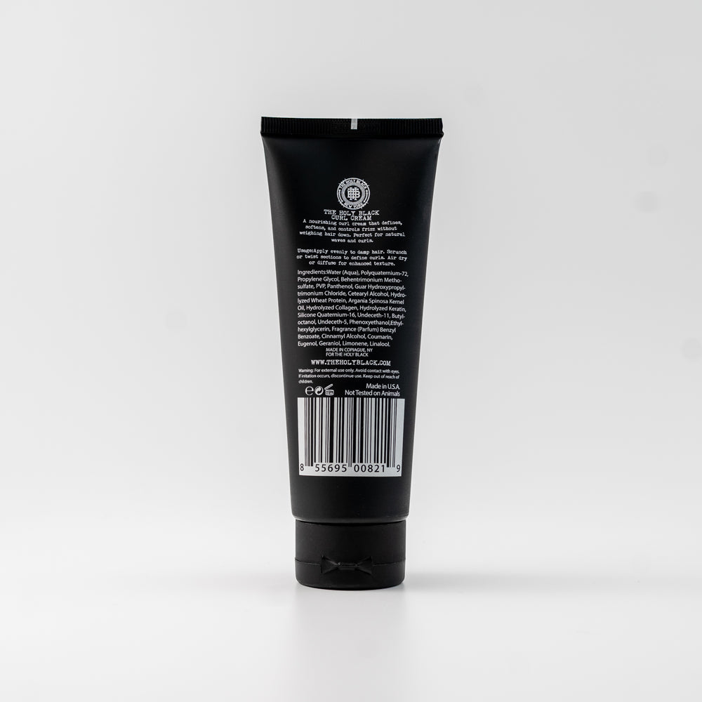 The Holy Black Instant Curl Cream bottle detail