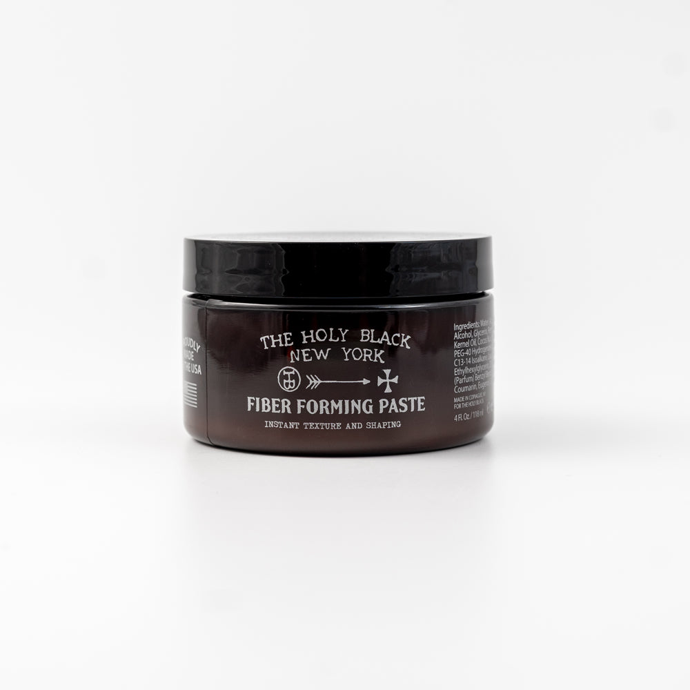 The Holy Black Fiber Forming Paste — men's hair paste with natural hold and matte finish
