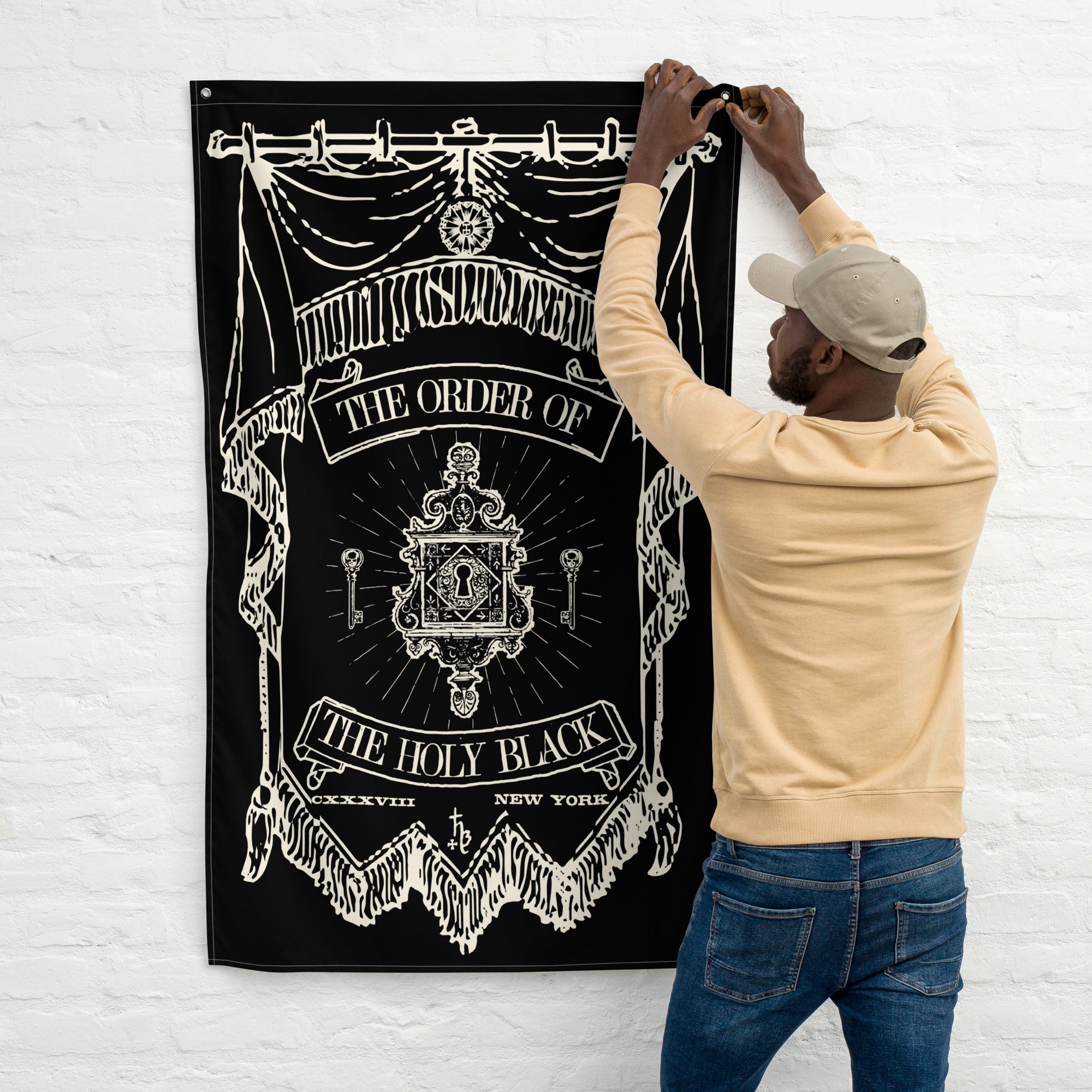 The Holy Black — banner flag — in use