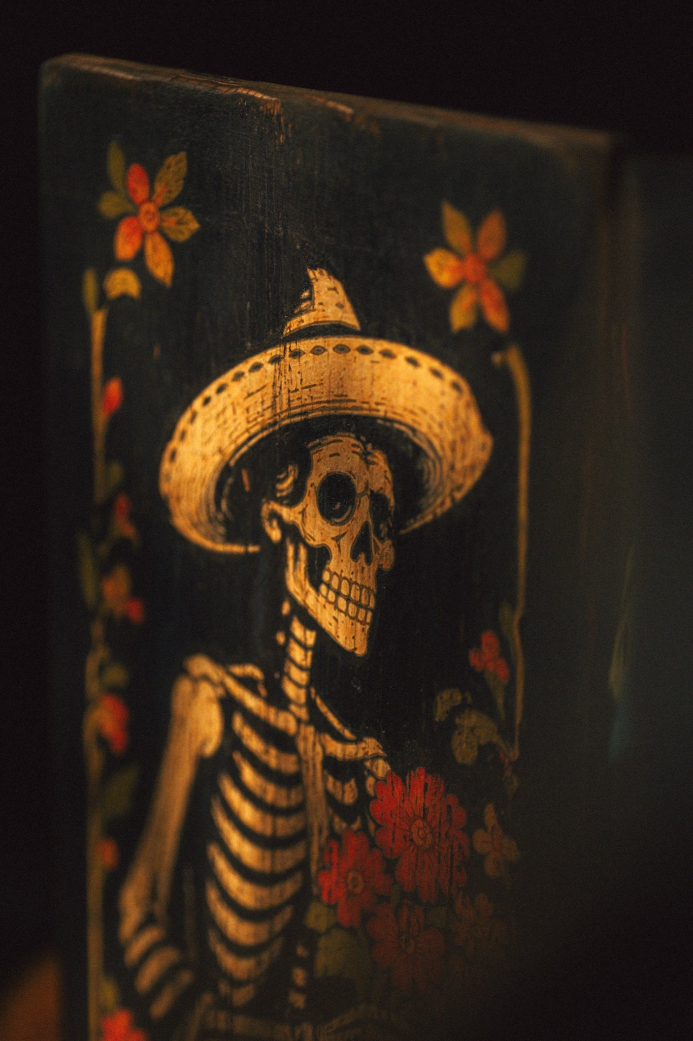 La Ofrenda by The Holy Black, door left sombrero detail