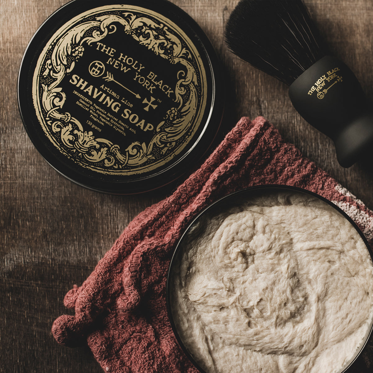 The Holy Black Artisan Line Shaving Soap — traditional wet shaving soap puck