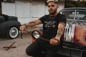The Holy Black — men's graphic tee — product detail