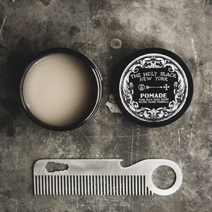 The Holy Black Original Pomade — strong hold high shine hair styling product