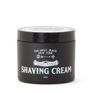 The Holy Black Shave Cream — men's grooming product — lifestyle shot
