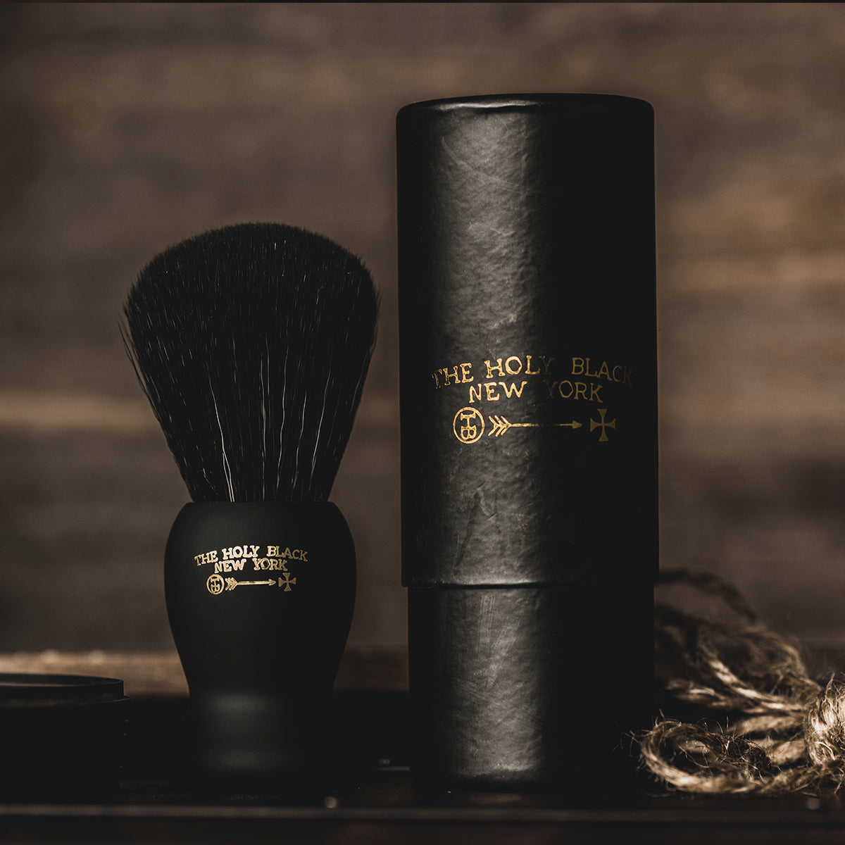 The Holy Black True Black Shave Brush — men's synthetic shave brush