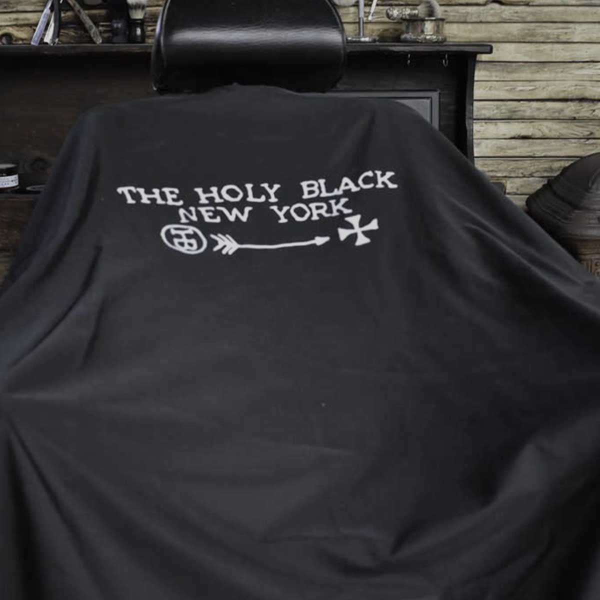 The Holy Black Barber Capes — men's grooming product — lifestyle shot