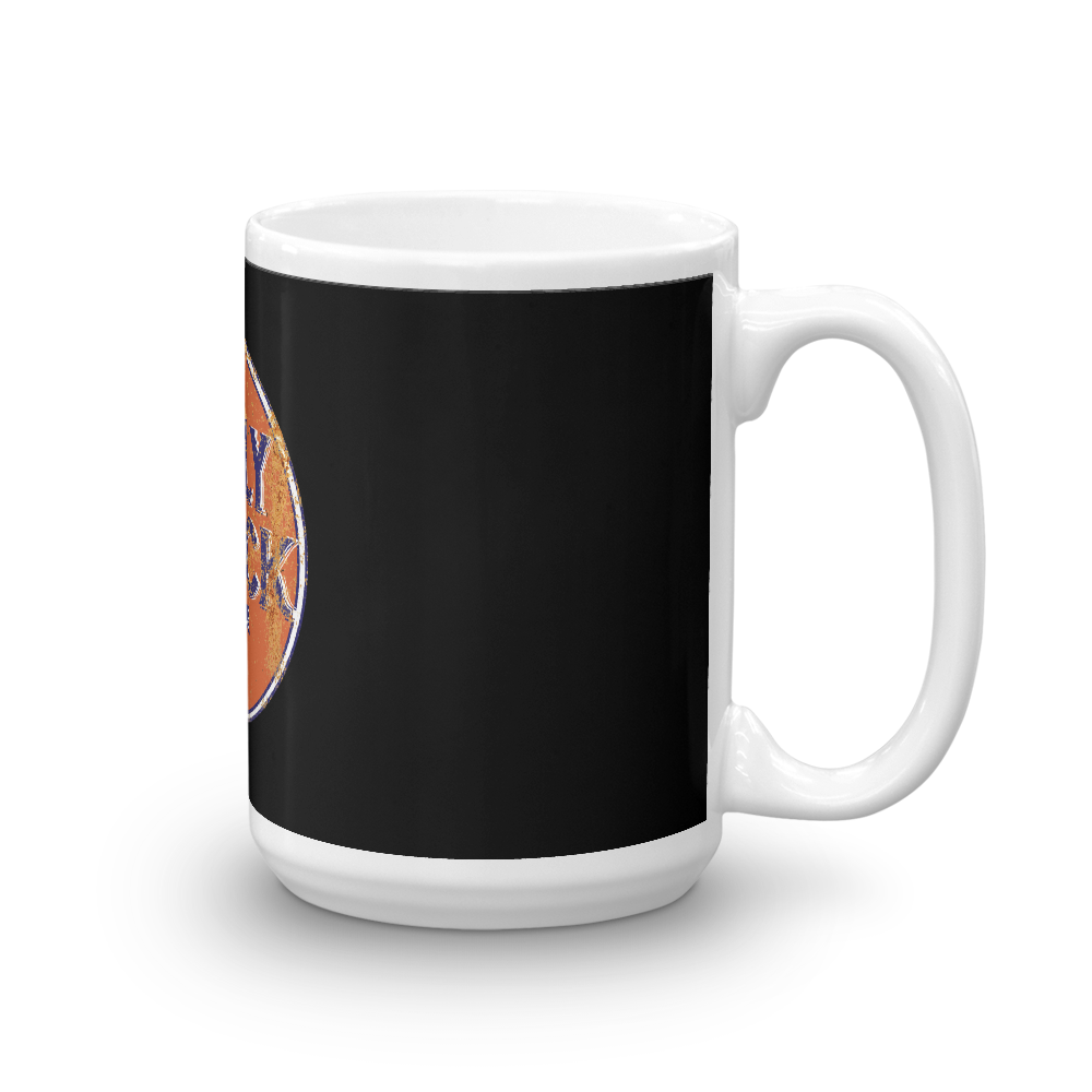 The Holy Black — ceramic mug — close-up detail