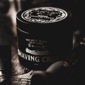 The Holy Black Shaving Cream — lubricating shave cream for a close comfortable shave