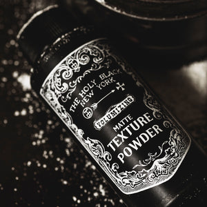 The Holy Black Matte Texture Powder bottle detail